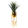 Artificial Yukka Plant Metal Planter Stand Gold 90cm Tall Realistic Premium Botanik