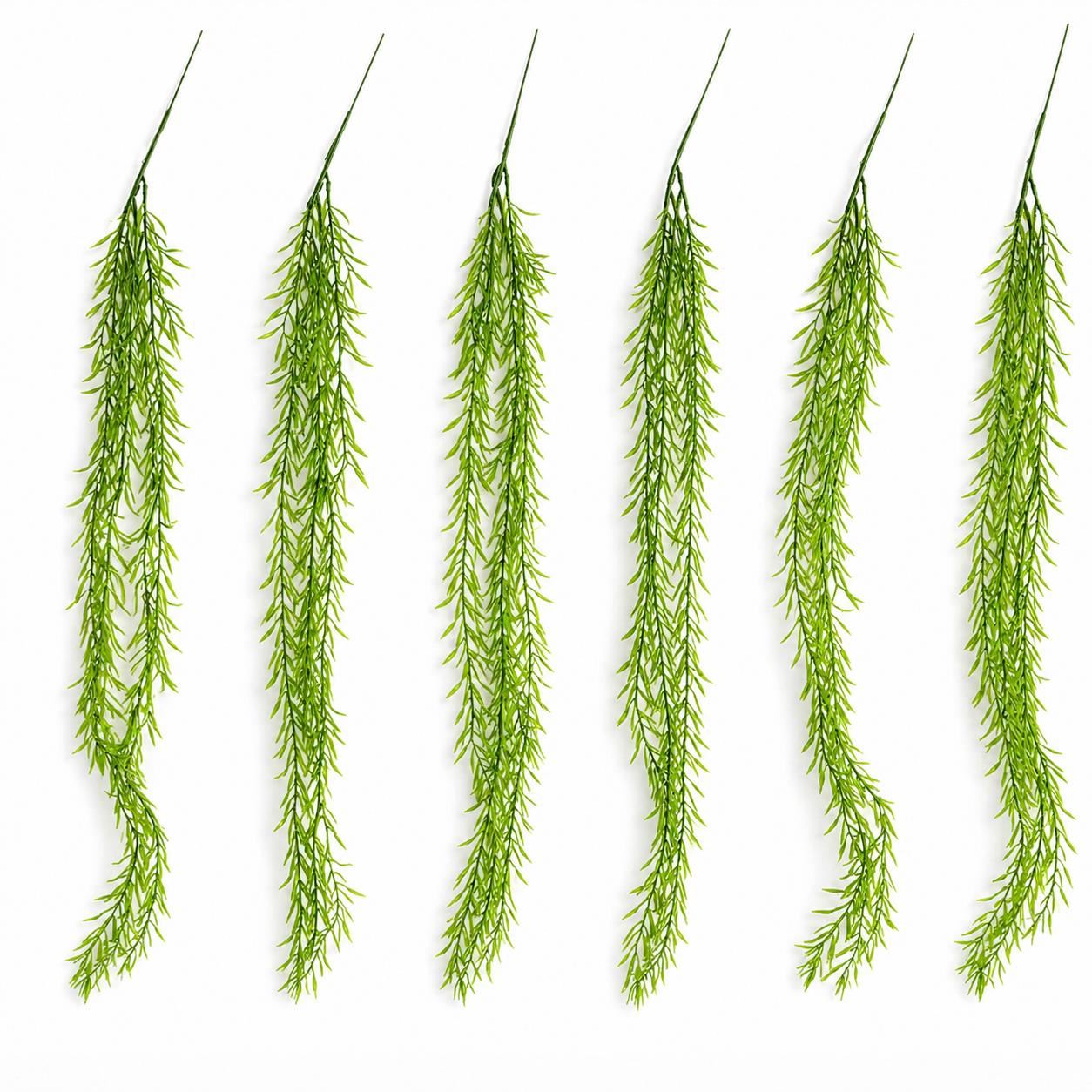 Pack of 6 x 100cm Artificial Trailing Rhipsalis Style Hanging Plant - Light Green Tips - Premium Quality