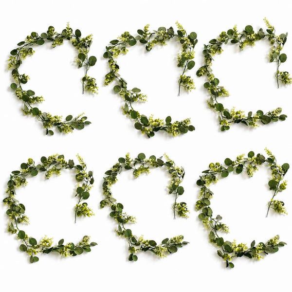 Pack of 6 x 160cm Artificial Eucalyptus Style Garland Trailing Hanging Plant Faux Greenery Vine - Premium Quality