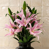 Pack of 6 x 100cm Large Pink Lily Stem - 18 Flowers - Premium Quality