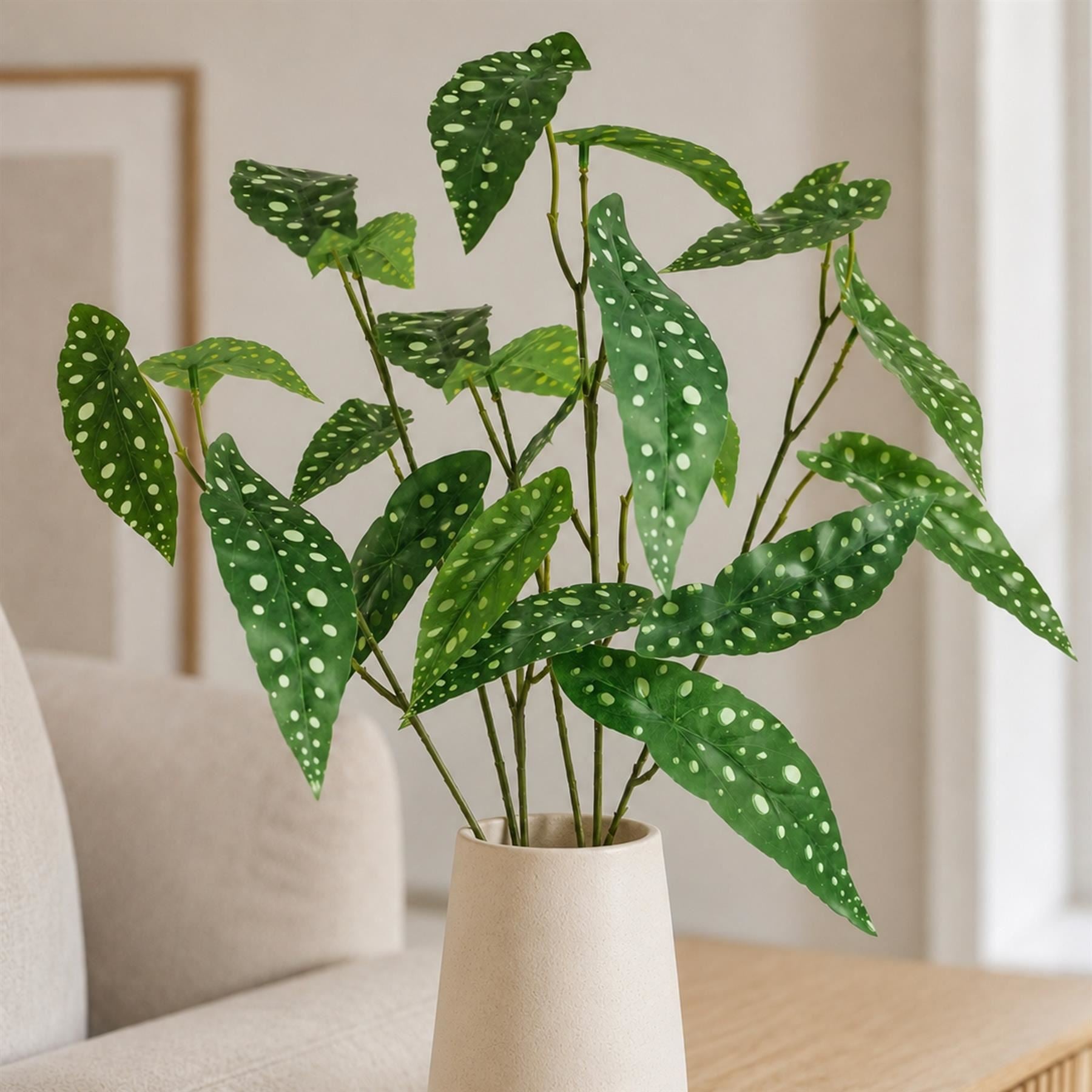 80cm Artificial Begonia Maculata Polka Dot Foliage Stem