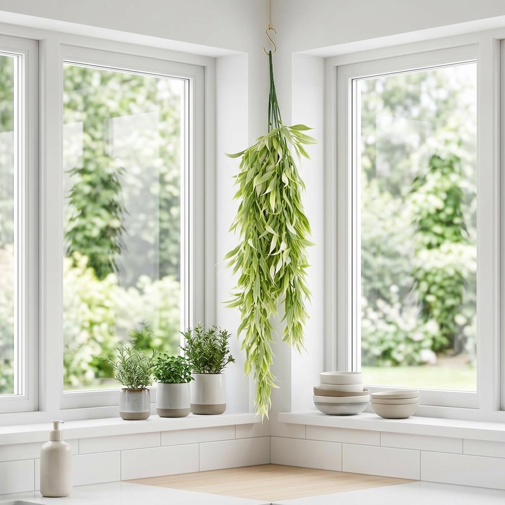 80cm Italian Ruscus Hanging Plant with Realistic Foliage - Light Green