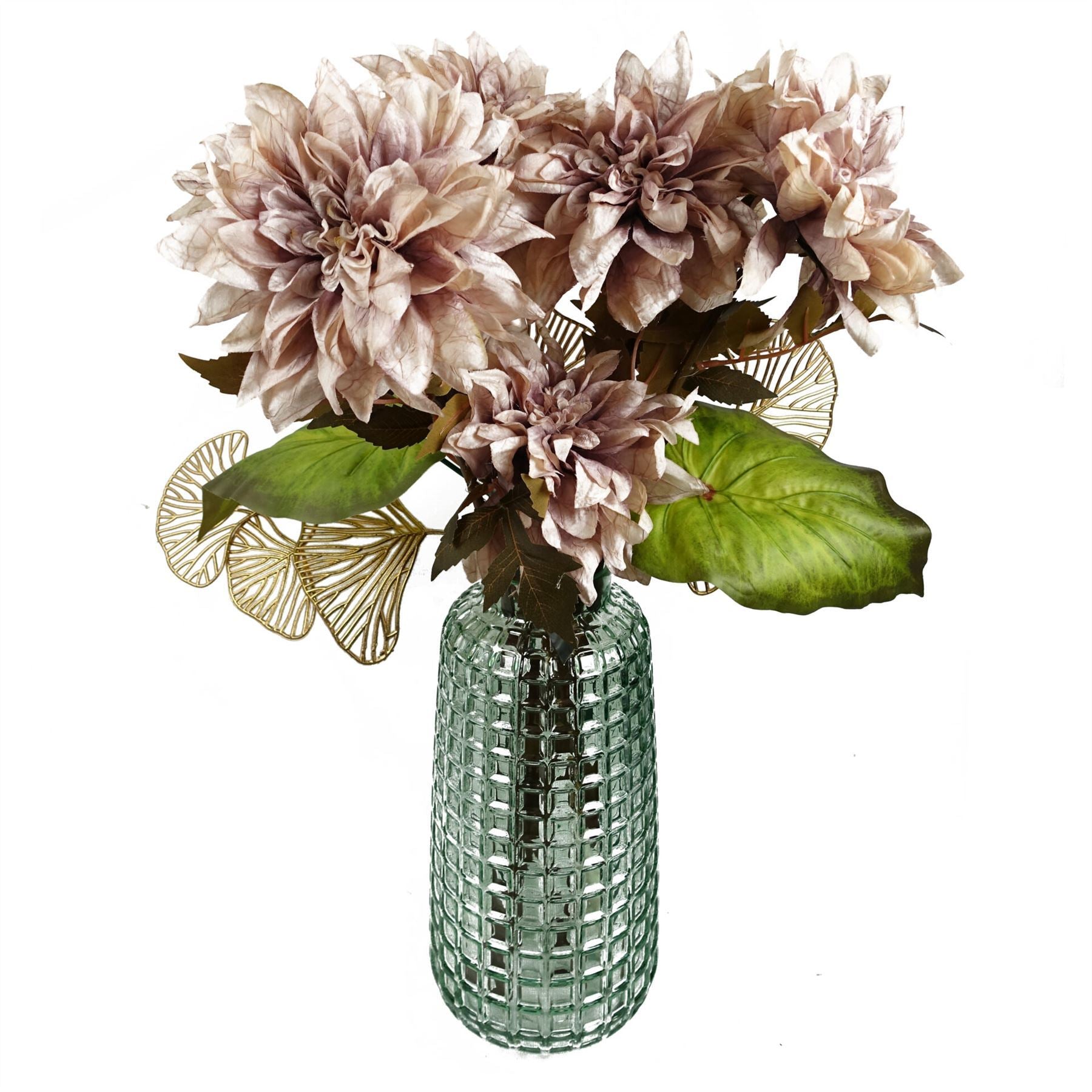 Pack of 6 x 55cm Dahlia Flower Stem - Dusty Pink - Premium Quality