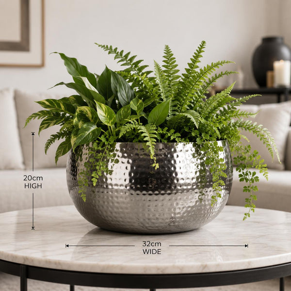 Leaf Metal Planter Edge Metal Planter SILVER XL