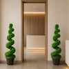 120cm Pair of Green Large Botanik Spiral Topiary Trees with Decorative Planters - Premium Quality