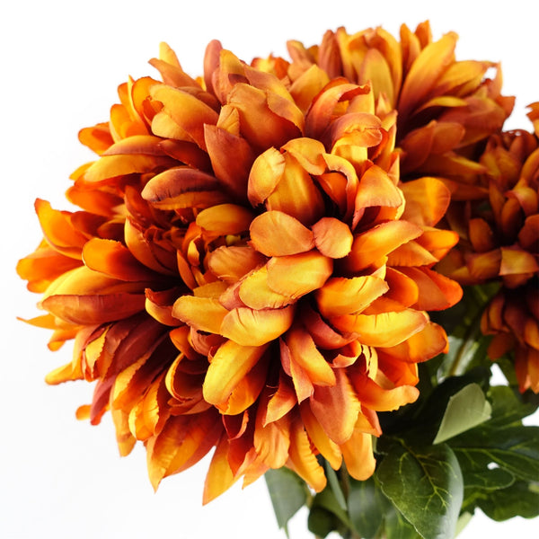 Leaf 80cm Orange Chrysanthemum Foliage and Glass Vase