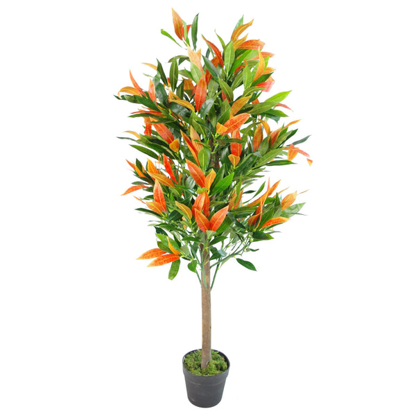 Artificial Ficus Tree Plant Red Green Ficus 130cm Real Wood Trunk Realistic Botanik