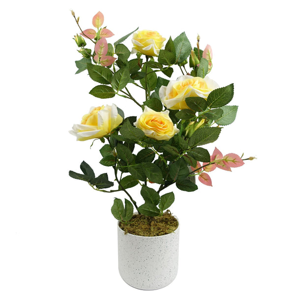 50cm Artificial Yellow Rose Plant - Premium Quality