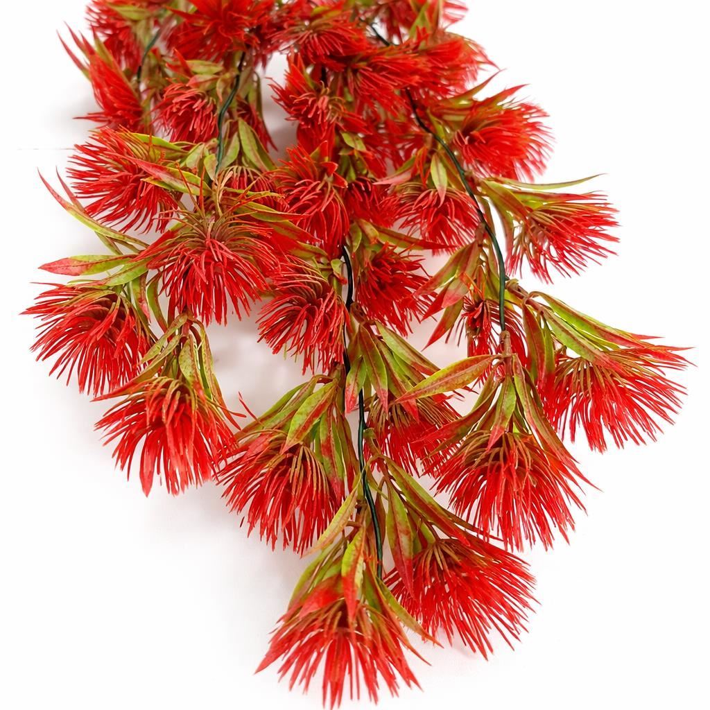 Pack of 6 x 75cm Artificial Red Thistle Trailing Hanging Plant Faux Floral - Premium Quality