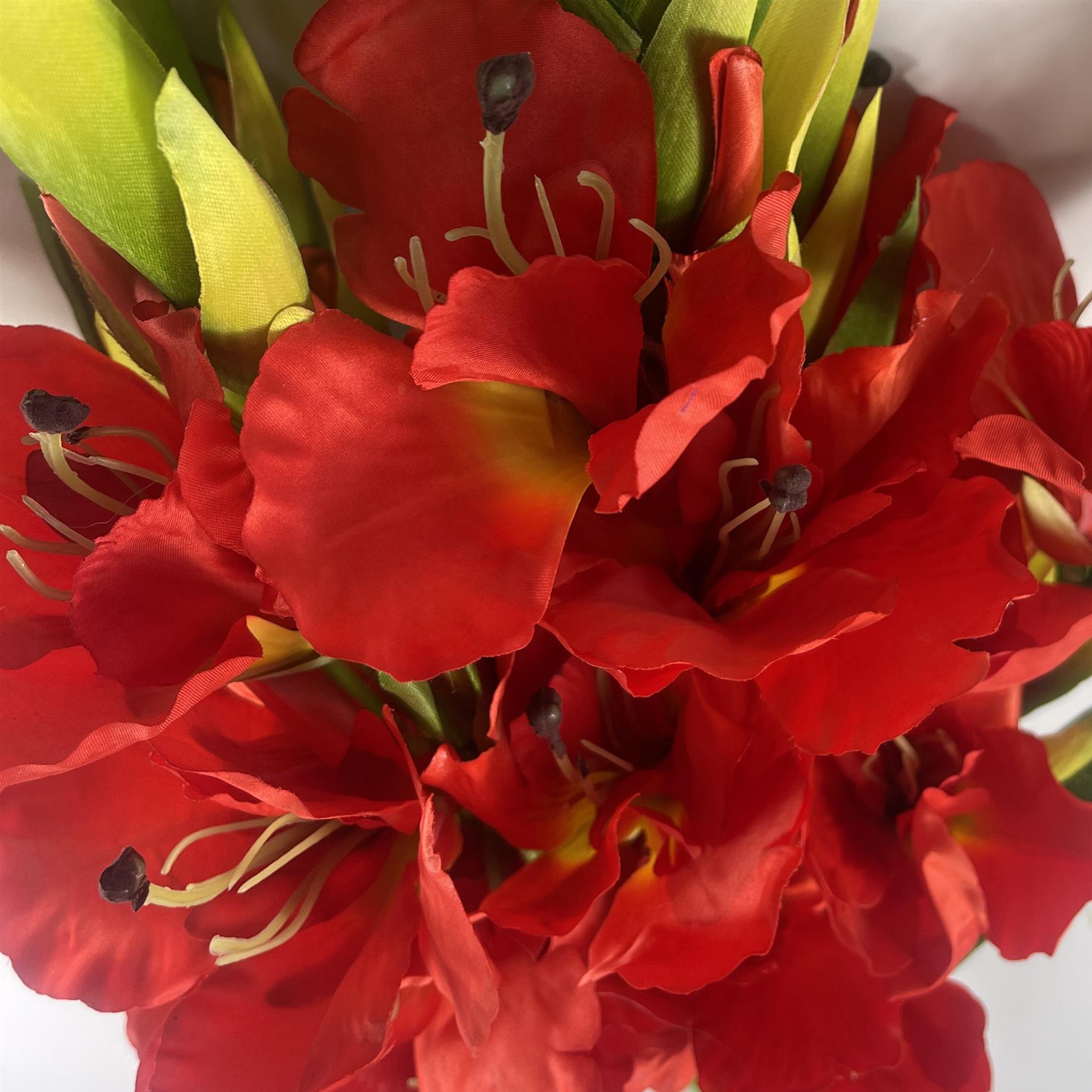 Pack of 6 x 115cm Artificial Orange Gladioli Stem