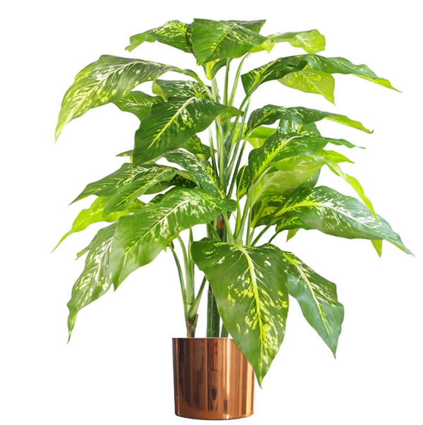 Large Artificial Plant Tree Copper Planter 100cm Natural Aglaonema Spotted Botanik