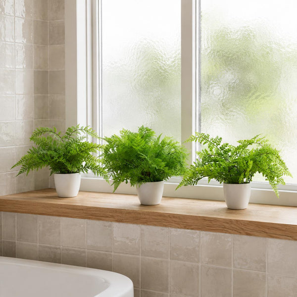 Artificial Ferns Plants Pack of 3 x 30cm Botanical Fern 30cm Potted Display Botanik