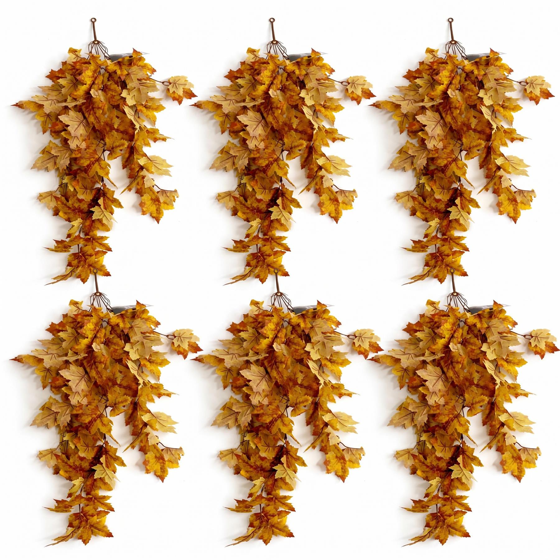 Pack of 6 x 70cm Artificial Trailing Grape Ivy Plant Faux Hanging Foliage - Yellow