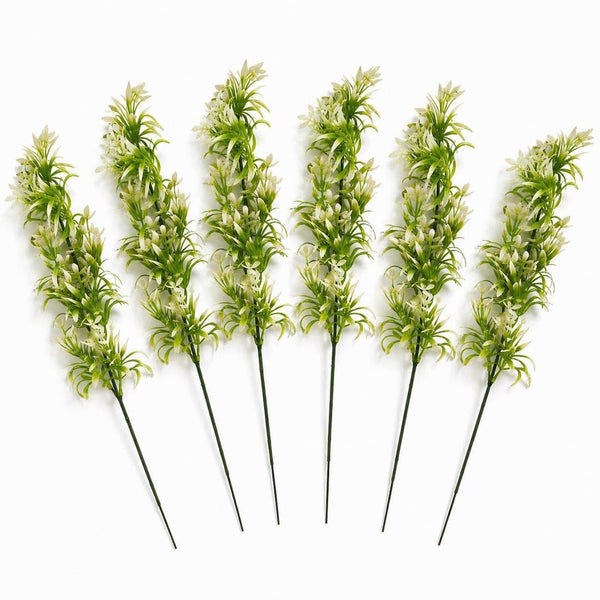 Pack of 6 x 48cm Artificial White Blossom Spray Stem