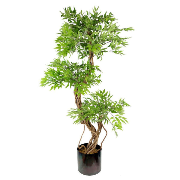 140cm Botanik Realistic Artificial Japanese Fruticosa Ficus Tree, Green Rainbow - Premium Quality