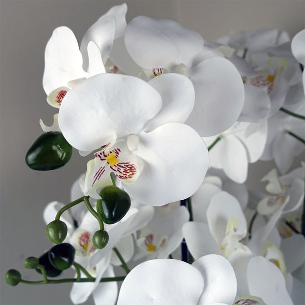 Orchid Artificial White Gold Ceramic Planter Botanik