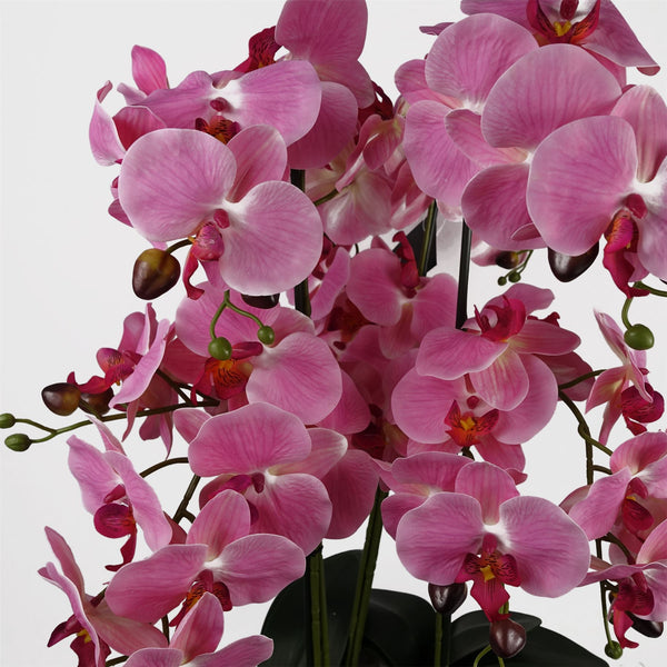 Orchid Artificial Pink Marble Effect Ceramic Planter Botanik