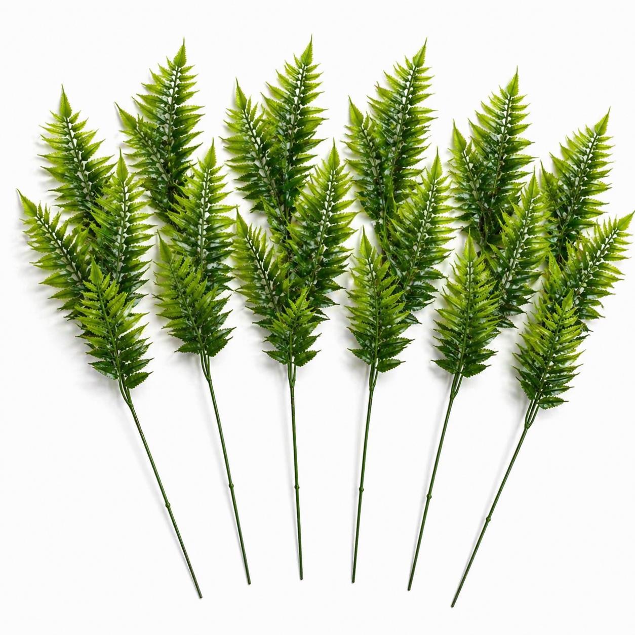 Pack of 6 x 50cm Artificial Fern Spray Stem - Spring Green
