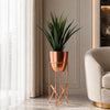 Artificial Yukka Plant Metal Planter Stand Copper 90cm Tall Realistic Premium Botanik
