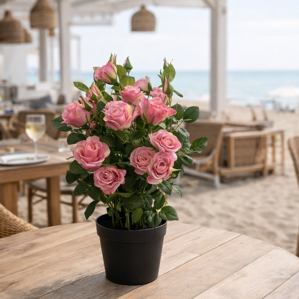 Artificial Flowers Rose Bush Potted Deluxe Highly Realistic