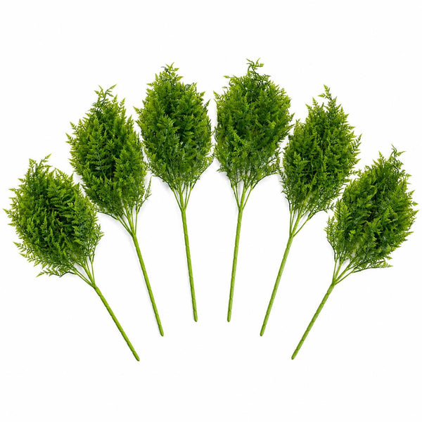 Pack of 6 x 75cm Artificial Fern Foliage Bush Stem