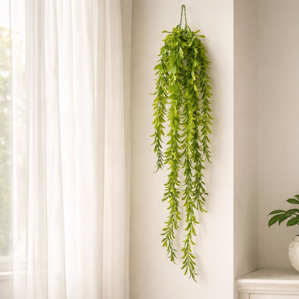 Pack of 6 x 80cm Artificial Trailing Fern Style Hanging Plant Faux Greenery Vine