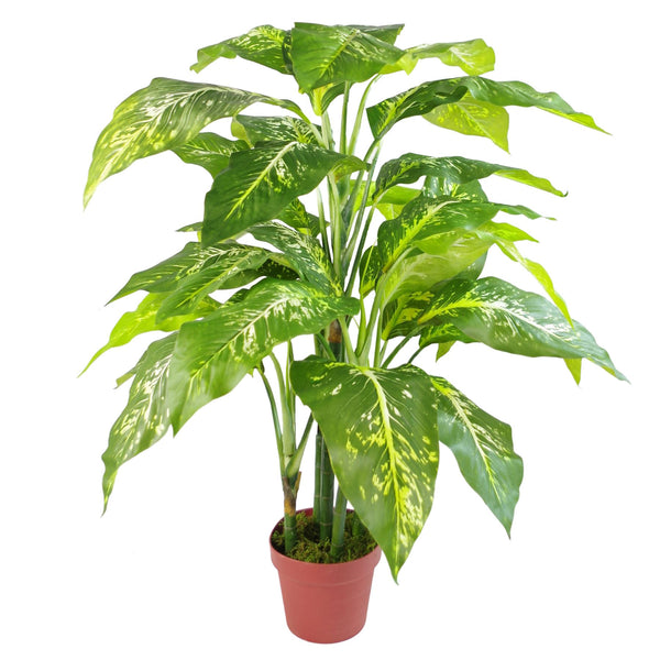 Large Artificial Plant Tree Gold Planter 100cm Natural Aglaonema Spotted Botanik