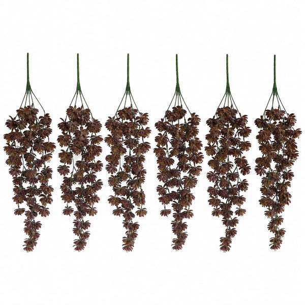 Pack of 6 x 70cm Artificial Trailing Sedum Succulent Plant Dusty Brown Hanging Faux Greenery