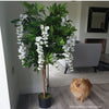130cm Luxury Artificial Wisteria Tree White Flowers - Premium Range Silver Metal Planter - Premium Quality