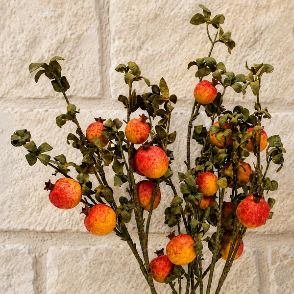 Pack of 6 x 75cm Artificial Pomegranate Stem Artificial Yellow