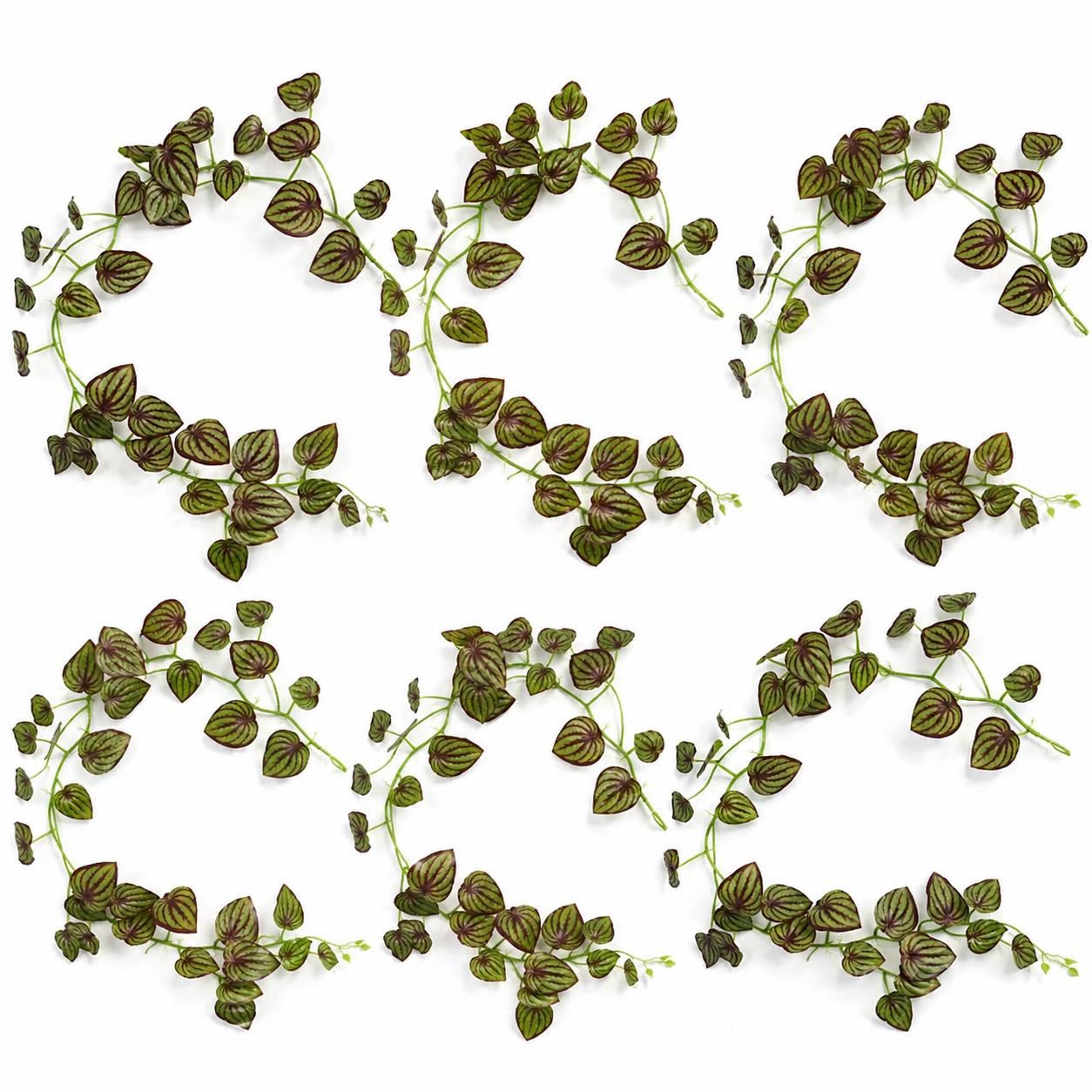 Pack of 6 x 160cm Artificial Watermelon Peperomia Botanik Garland Hanging Decoration - Premium Quality