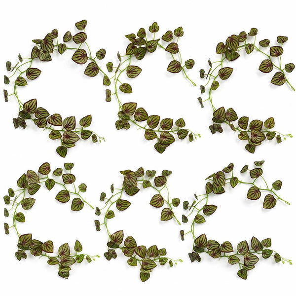 Pack of 6 x 160cm Artificial Watermelon Peperomia Botanik Garland Hanging Decoration - Premium Quality