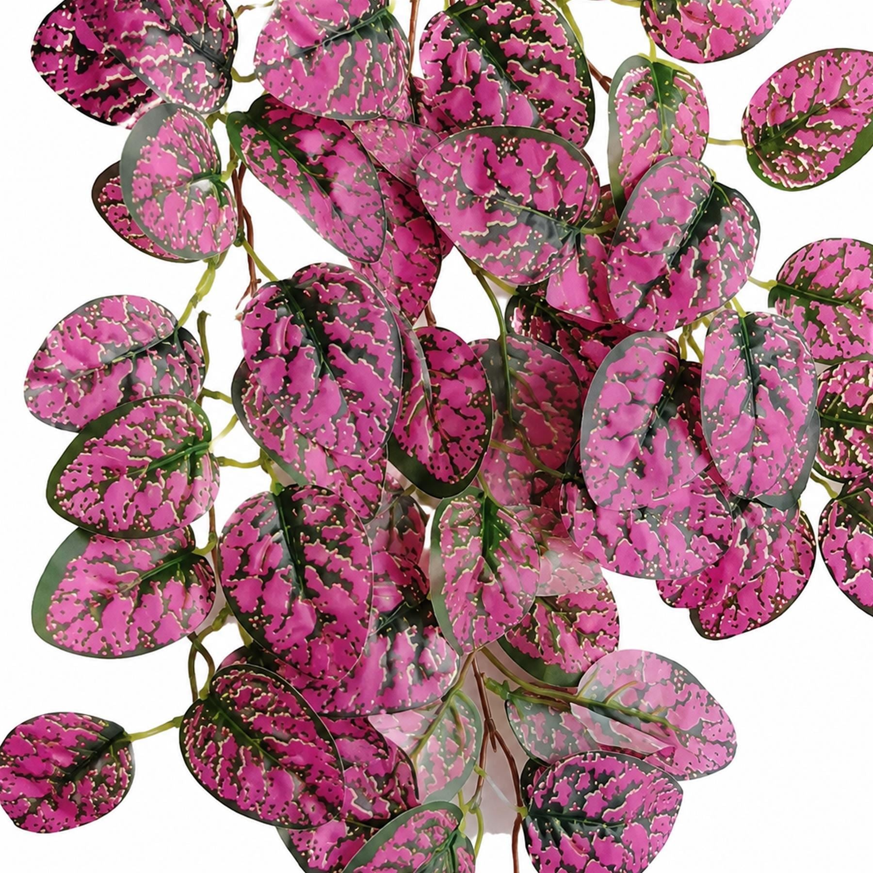 Pack of 6 x 60cm Artificial Pink Polka Dot Plant Hanging Bushes