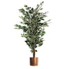 130cm Variegated White/Green Bushy Ficus Tree Copper Metal Planter - Premium Quality