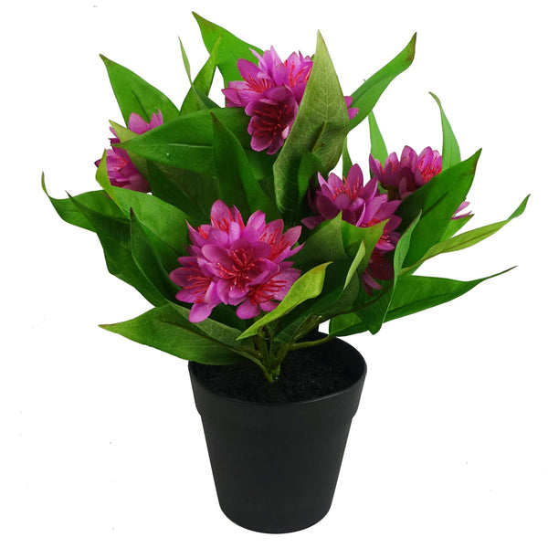 Leaf Design 18cm Artificial Freesia Plant Dark Pink Flowering