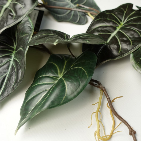 6 x 120cm Artificial Hanging Trailing Plant Alocasia Dragon Scale Dark - Premium Quality