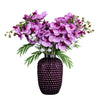 Leaf 80cm Amethyst Vase Artificial Orchids and  Foliage