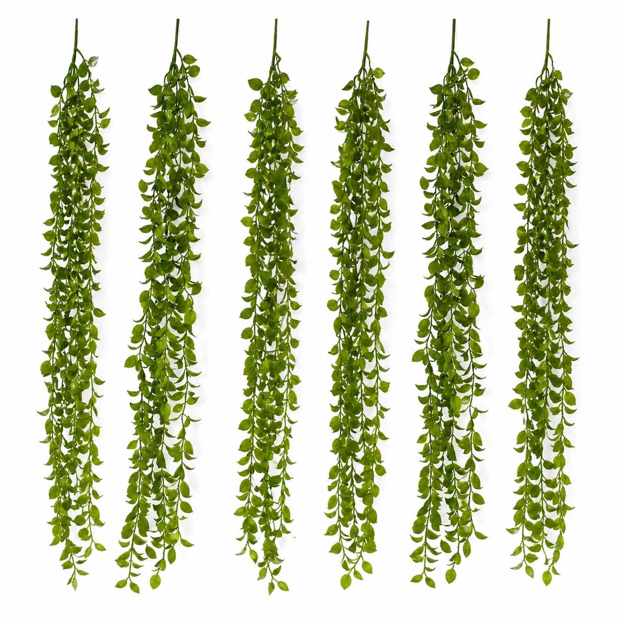 Pack of 6 x 90cm Artificial Trailing Green Leaf Hanging Plant Faux Foliage Garland