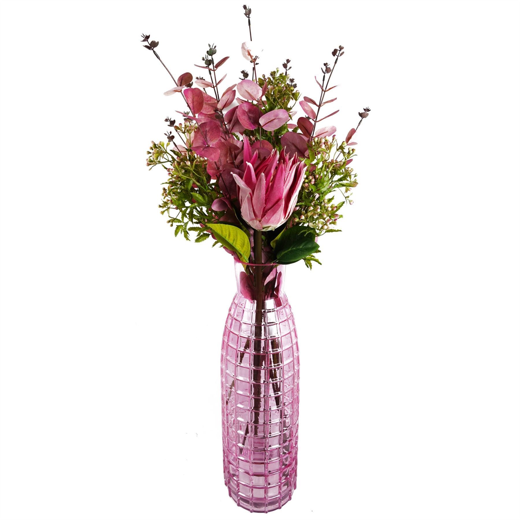 Pack of 6 x 55cm Artificial Foliage Stem with Pink Berries - Premium Quality