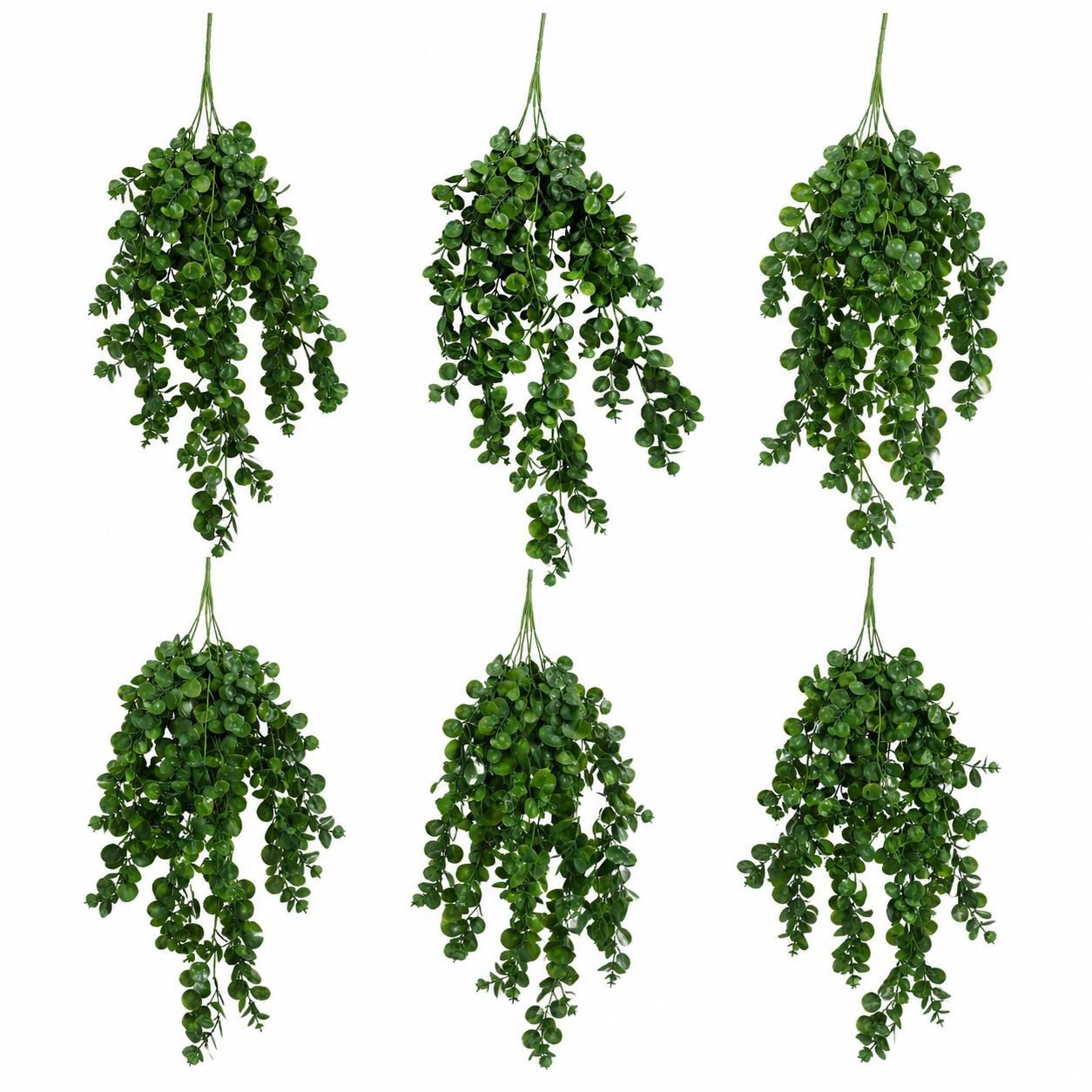 Pack of 6 x 75cm Artificial Trailing Round Botanik Hanging Foliage Plant - Deep Forest Green - Premium Quality