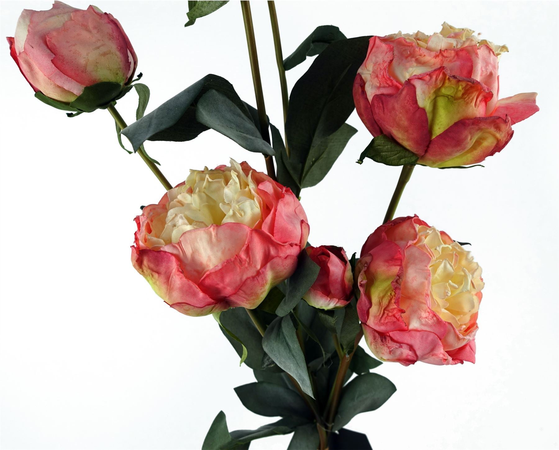 6 x 55cm Pink Peony Artificial Flower Stems - 24 flowers 18 buds - Premium Quality