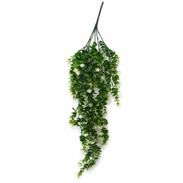 Pack of 6 x 70cm Artificial Trailing Green & White Flowering Hanging Plant Faux Foliage