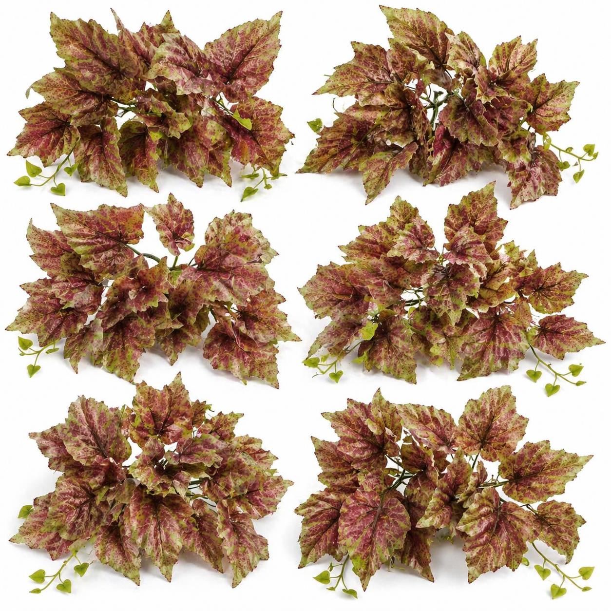 Pack of 6 x 30cm Artificial Trailing Pink and Green Caladium - Premium Quality