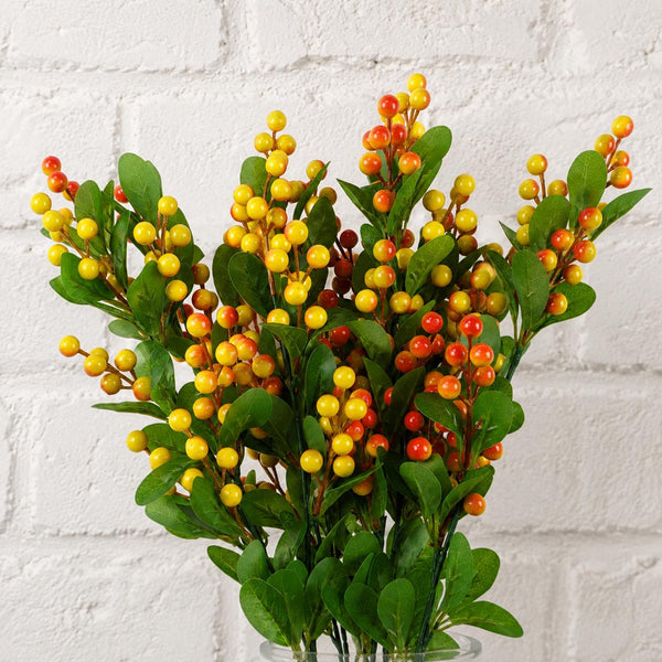 Pack of 6 x 70cm Artificial Orange Berry Spray - Premium Quality
