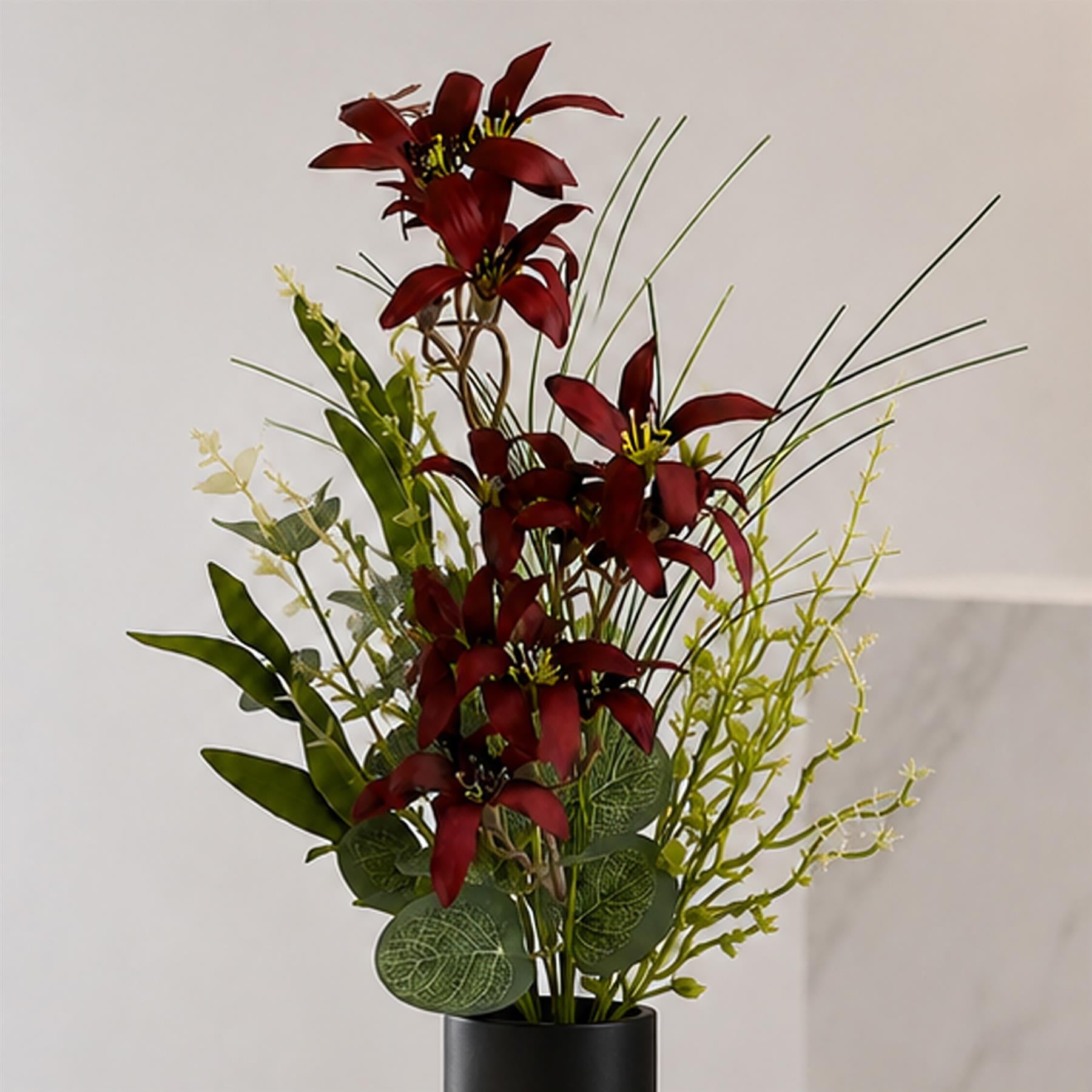 50cm Artificial Burgundy Lily Wildflower Bouquet