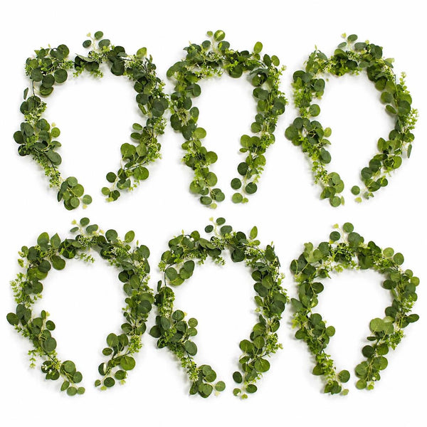 Pack of 6 x 160cm Artificial Eucalyptus Garland with Mixed Foliage