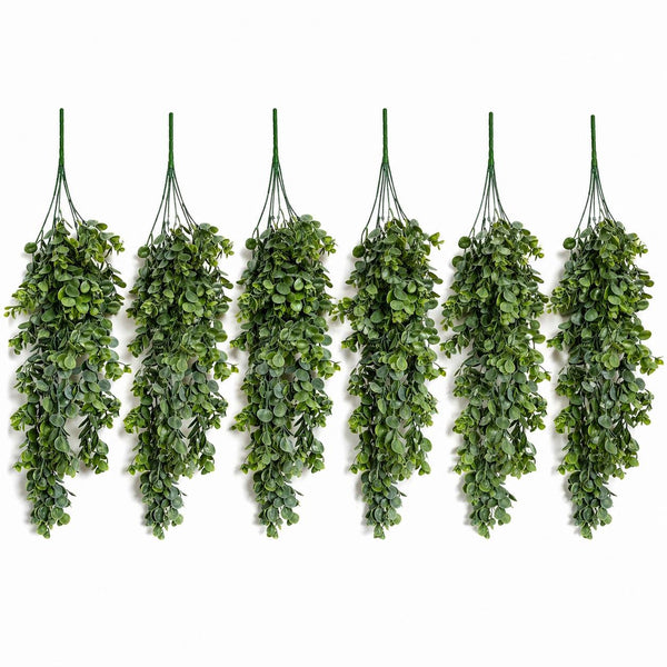 Pack of 6 x 75cm Artificial Trailing Round Leaf Hanging Foliage Plant - Bright Lime Green