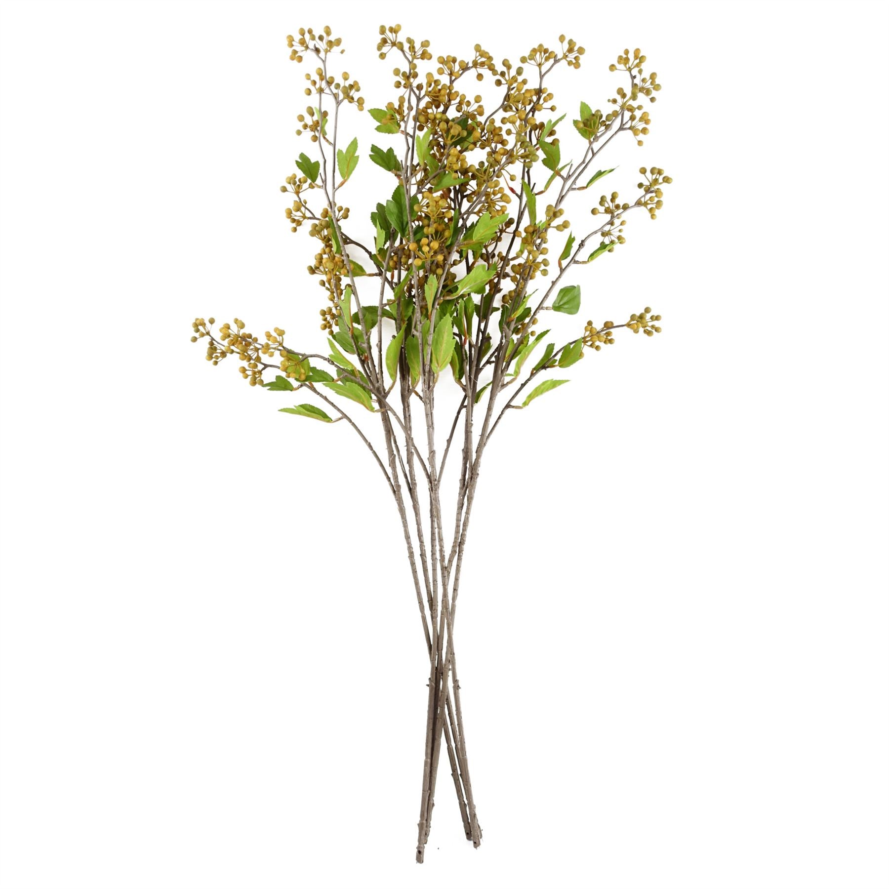 Pack of 6 x Artificial Foliage Yellow Berry Stem 90cm