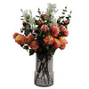 60cm Smoke Grey Vase Pink Peonies and Artificial Eucalyptus - Premium Quality
