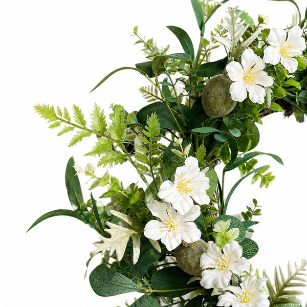 50cm Artificial White Spring Flower Wreath